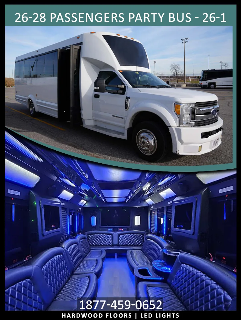 26–28 Passenger Party Bus, party bus for 26–28 guests in Toronto