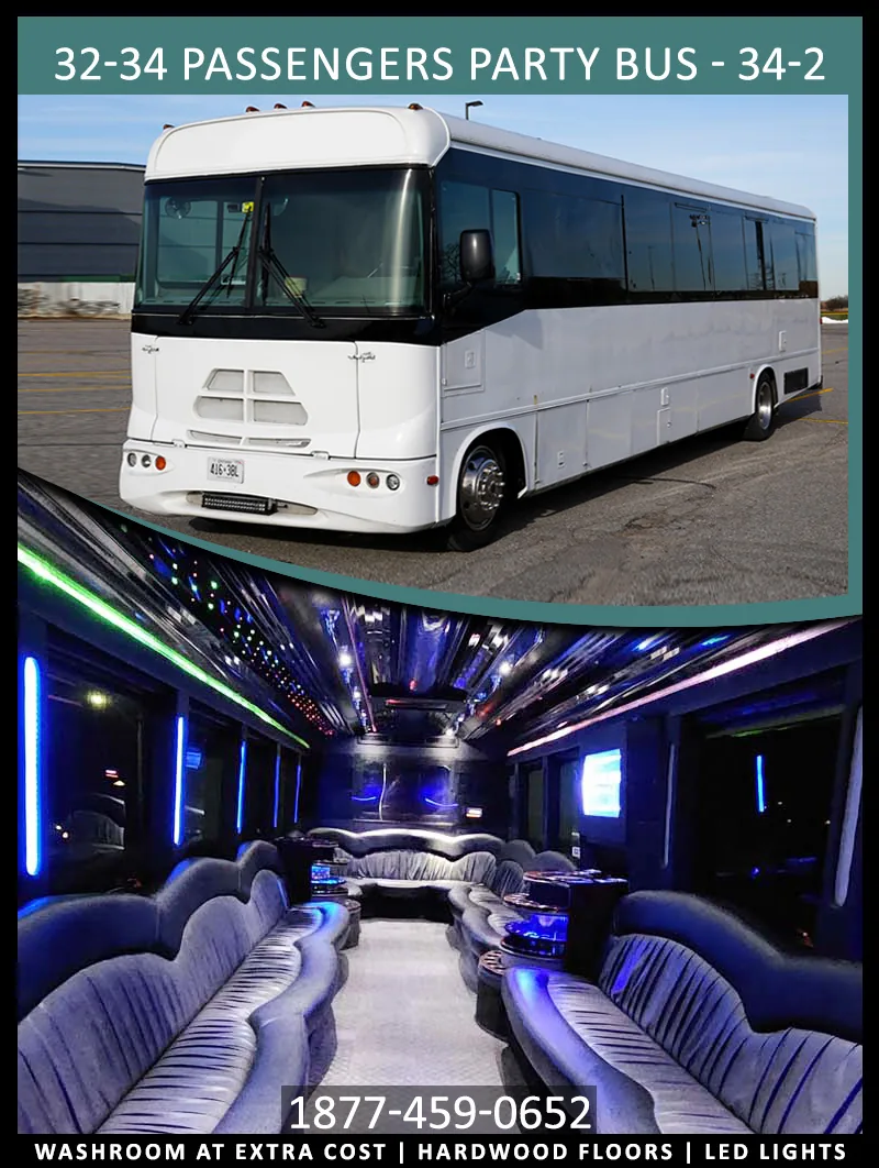 32–34 Passenger Party Bus (Starlight Ceiling Edition)  in Toronto, 32–34 guests