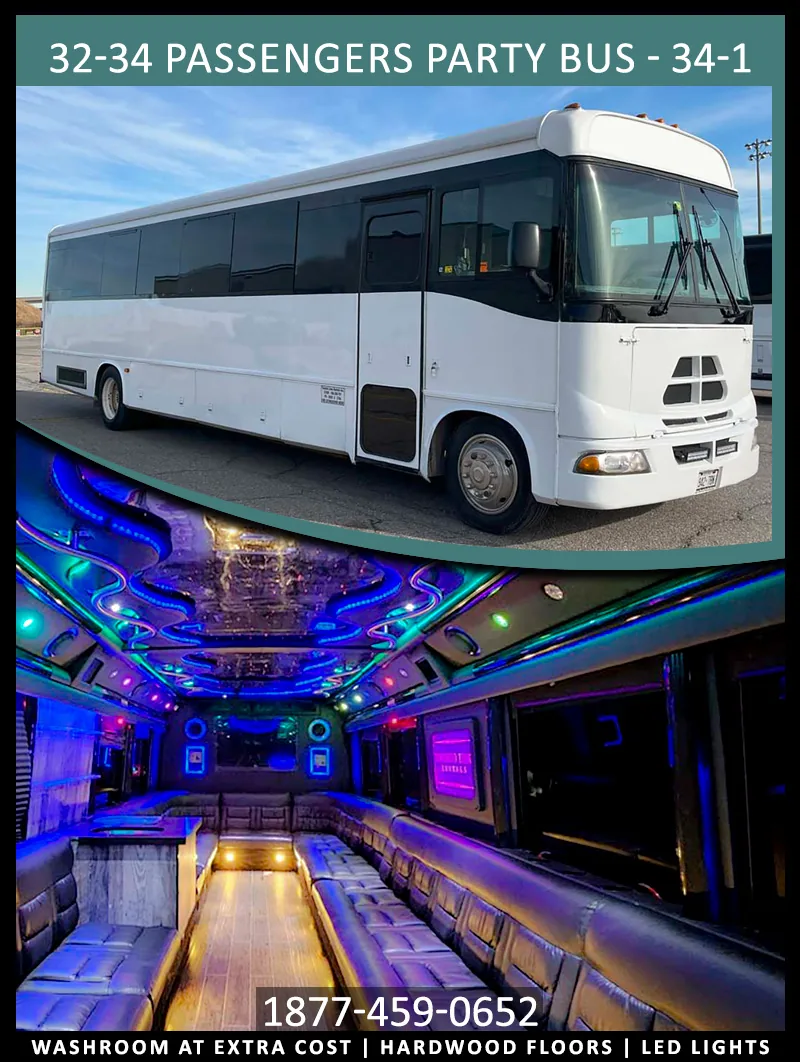 32–34 Passenger Party Bus, party bus for 32–34 guests in Toronto